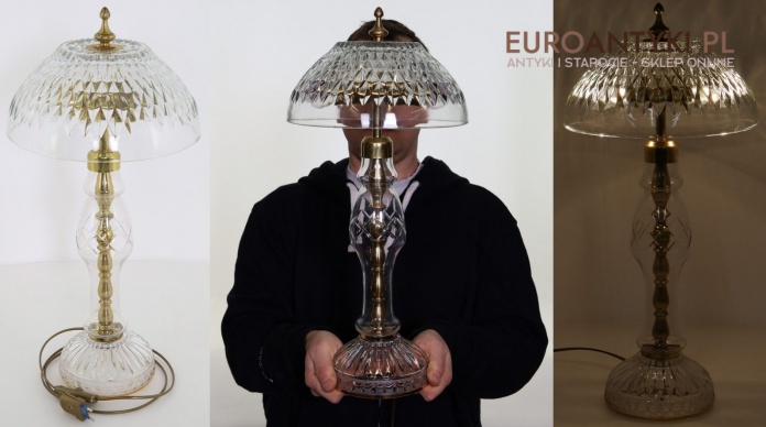 krystalowa lampa stołowa retro vintage z epoki